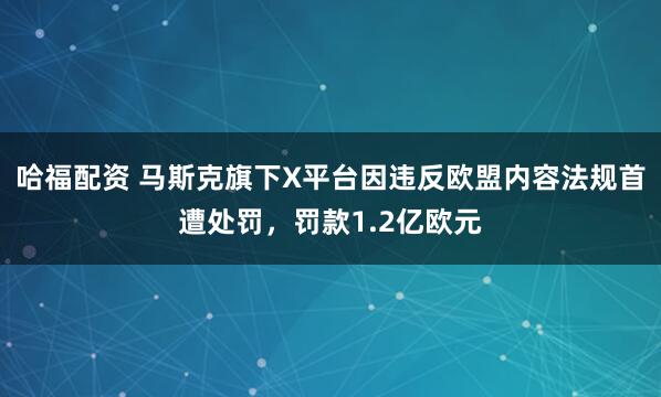 哈福配资 马斯克旗下X平台因违反欧盟内容法规首遭处罚,罚款1.2亿欧元
