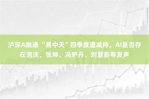 泸深A融通 “易中天”四季度遭减持，AI是否存在泡沫，张坤、冯炉丹、刘慧影等发声
