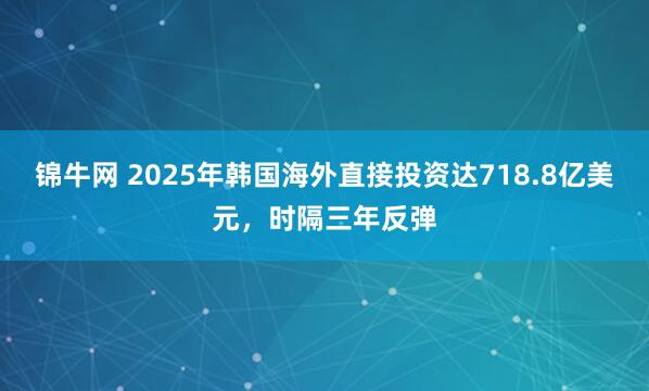锦牛网 2025年韩国海外直接投资达718.8亿美元,时隔三年反弹